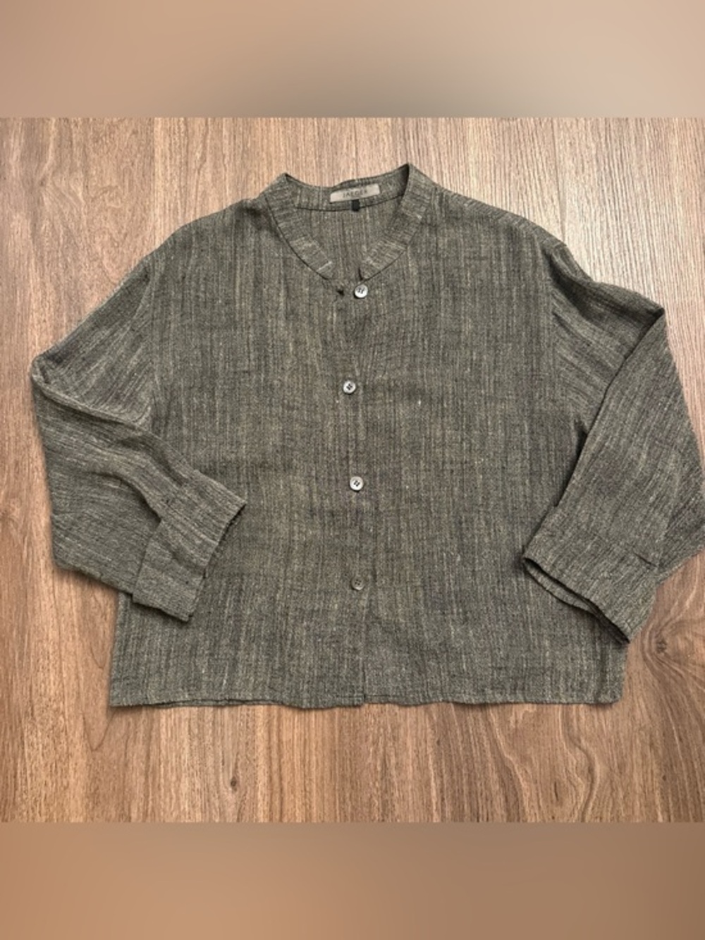 Jaeger London women’s black and tan linen blend button up top size 12